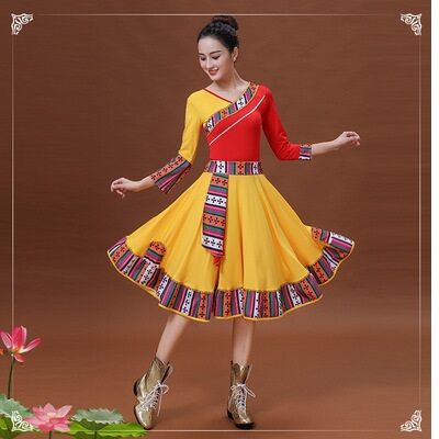 Bộ Trang Phục Khiêu Vũ Vuông Mới Cho Nữ Dân Tộc Mông Cổ Và Tây Tạng Quần Dài Khiêu Vũ Khiêu Vũ Công Diễn