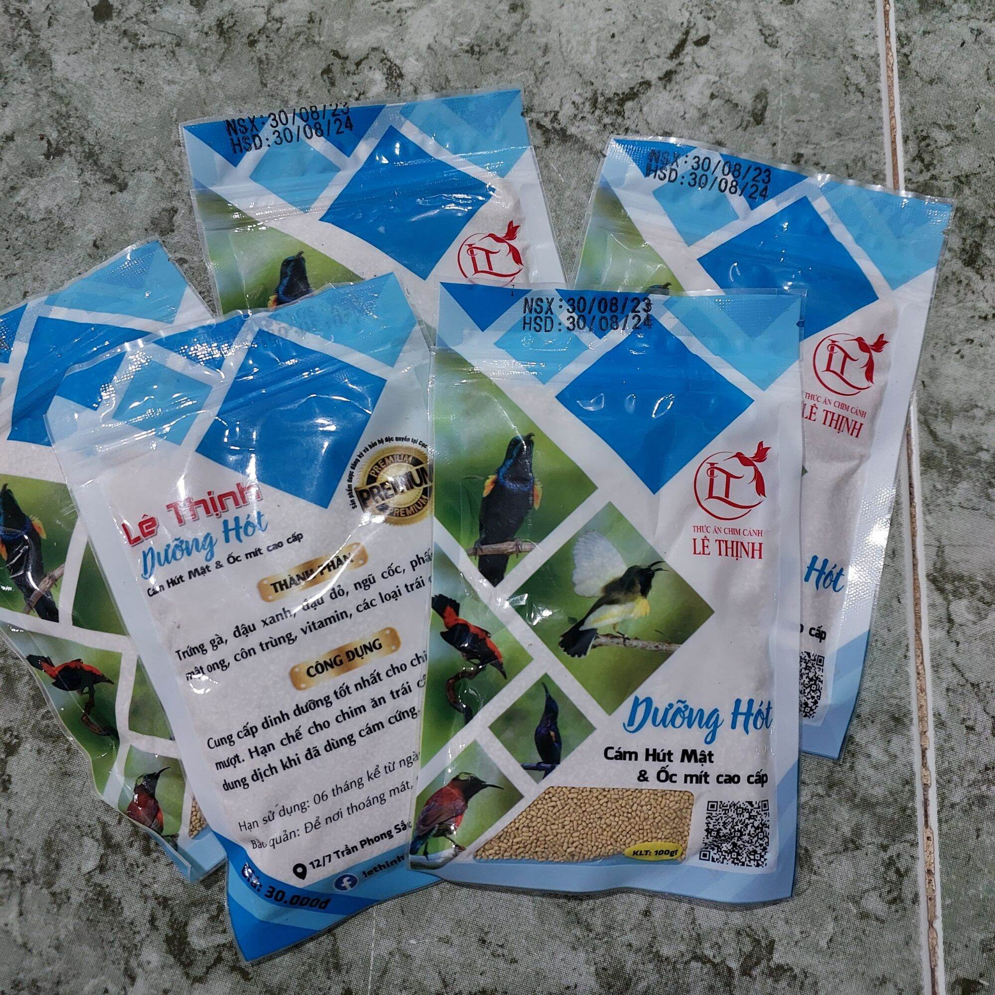 Cám cao cấp cho chim hút mật, ốc mít Lê Thịnh (Dưỡng hót).  2 bịt/50k