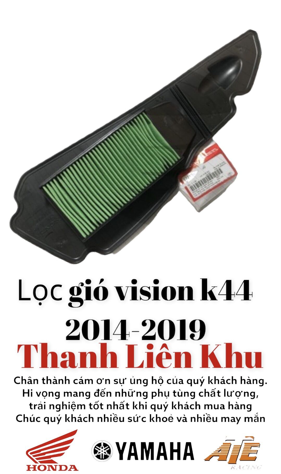 Lọc gió vision k44 mẫu đề từ 2014-2019