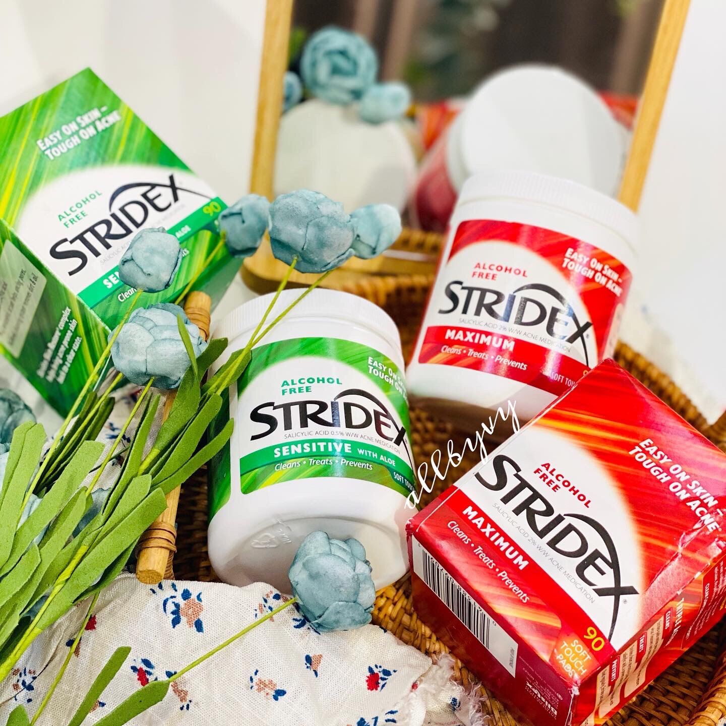 allbyvy | Miếng Lau Tẩy Da Chết Giảm Mụn Chứa BHA - Stridex Hộp 90 Miếng