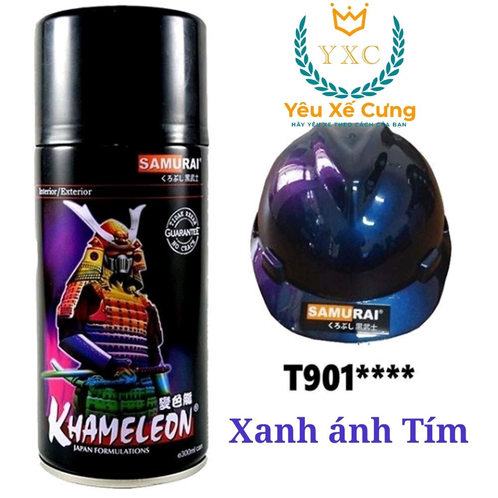 T901*_Chai sơn xịt sơn xe máy Samurai paint K6 - T901 màu 3D xanh ánh tím đổi màu theo góc nhìn