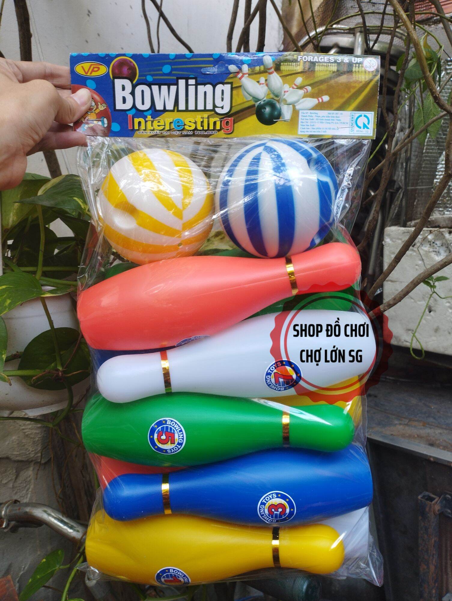 Bộ đồ chơi bowling 10 trái màu & 2 bóng nhựa nhỏ