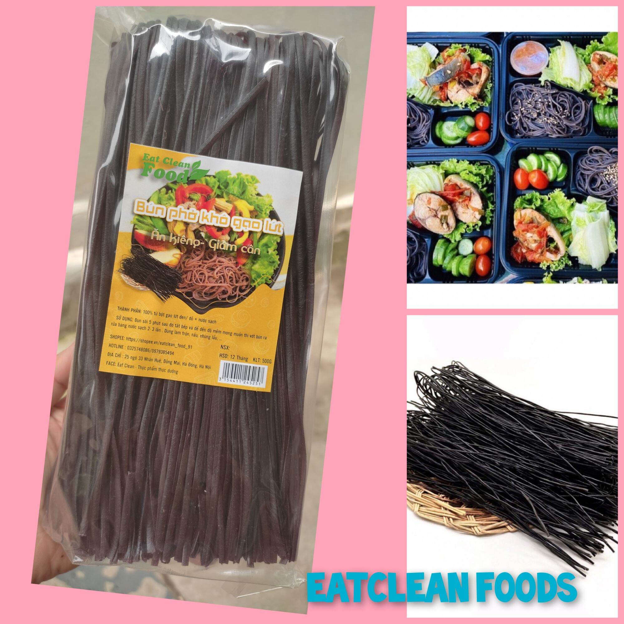 Phở gạo lứt đen/phở đen 100% eatclean giảm kg ăn kiêng tốt cho sức khoẻ (500g)