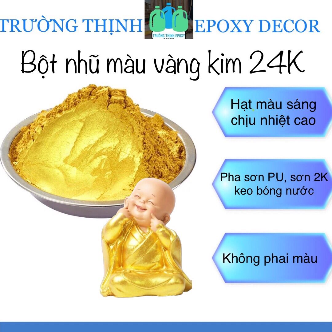 Màu Bột Nhũ Dùng Pha Sơn Mạ Màu Vàng 24 K (Hũ 100ml) - Trường Thịnh Sài Gòn