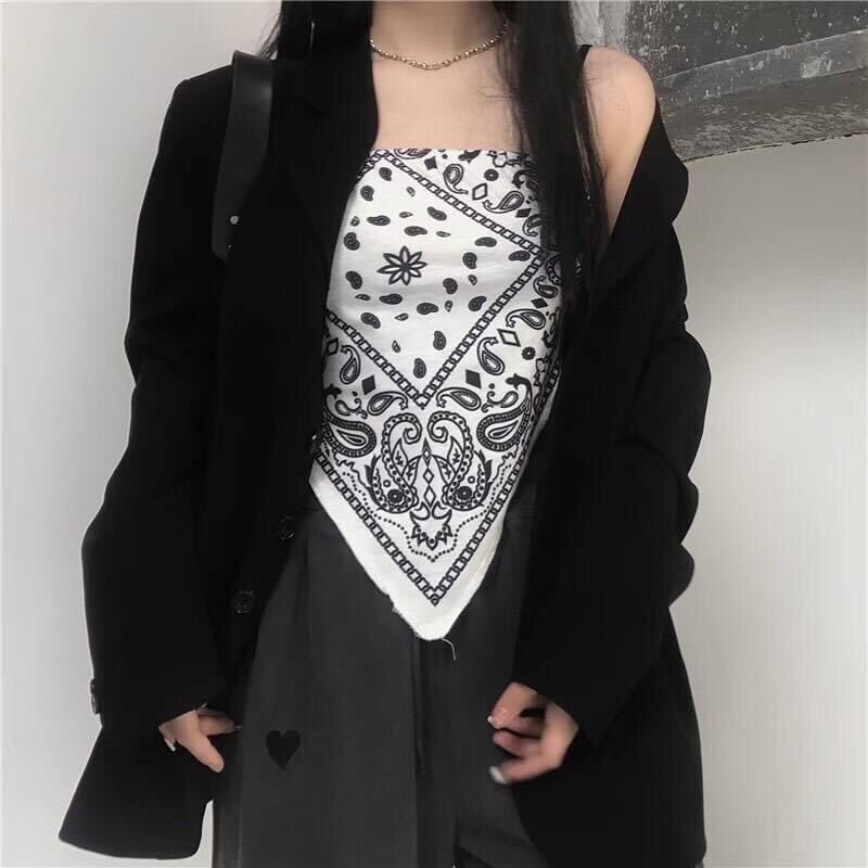 [HCM]Khăn bandana họa tiết ( ảnh thật - chất kate lụa mịn )
