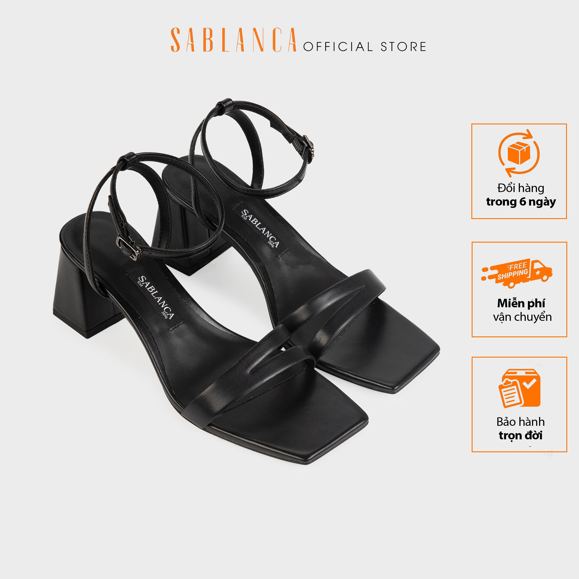 Giày cao gót 5cm gót trụ quai mảnh ngang đơn giản công sở Zoey Sandals SABLANCA SN0181