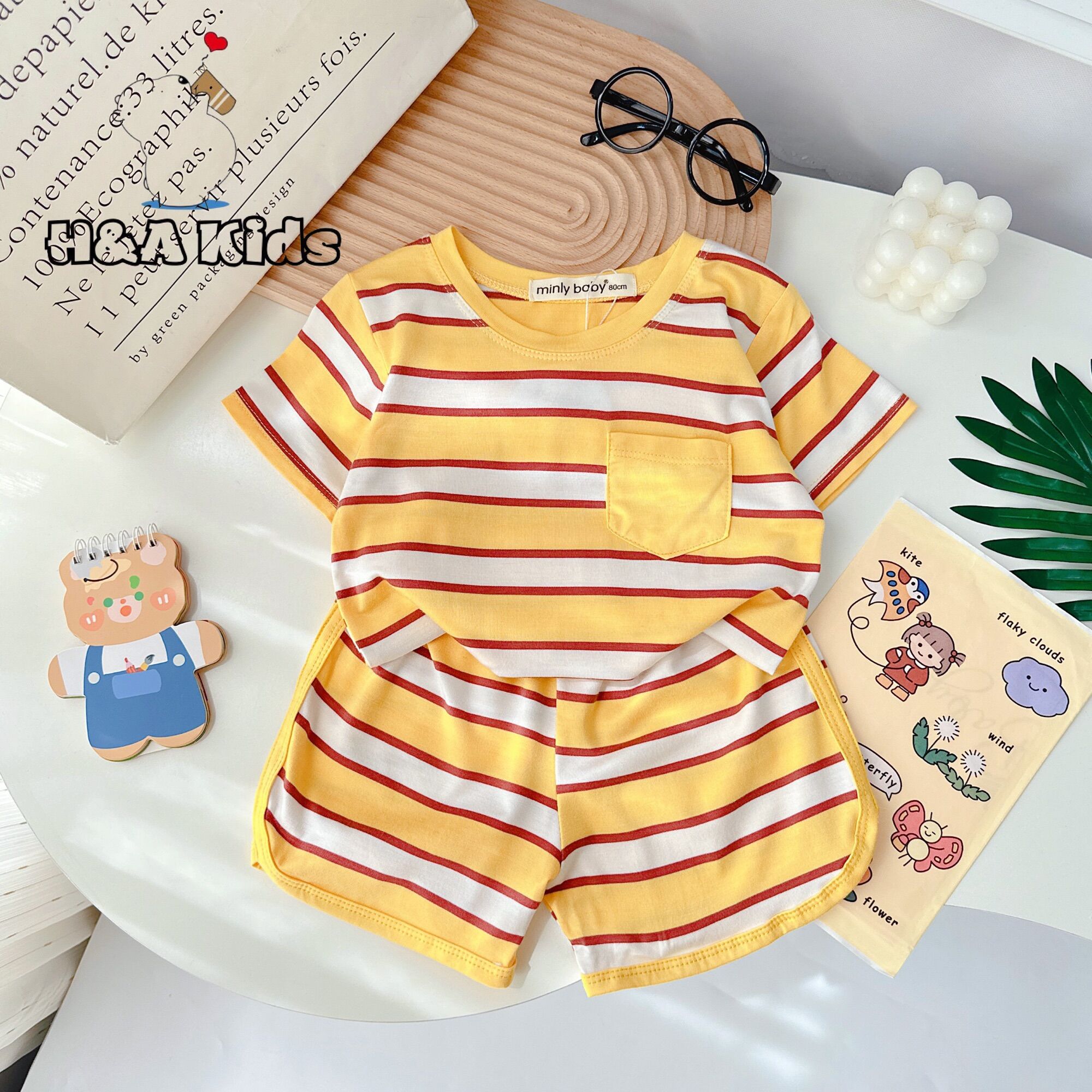 Bộ cộc tay sọc cho bé trai và gái