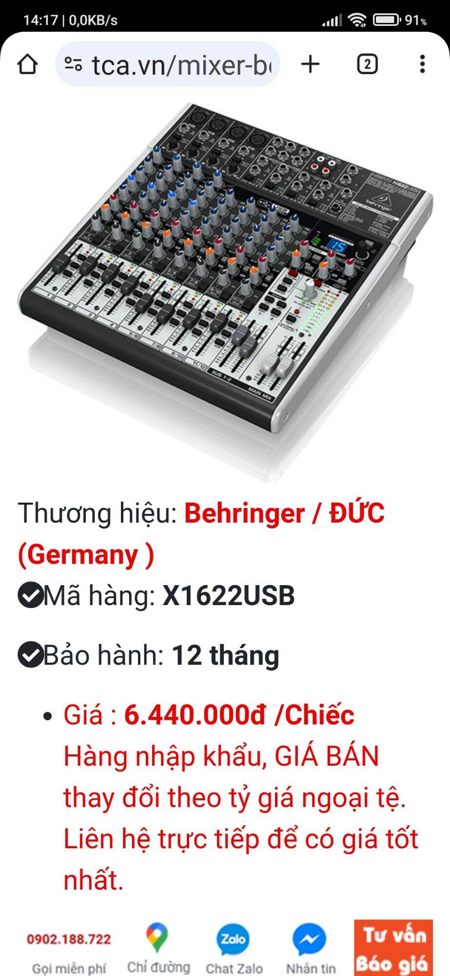 mixer behringer x1622usb (qua sử dụng)