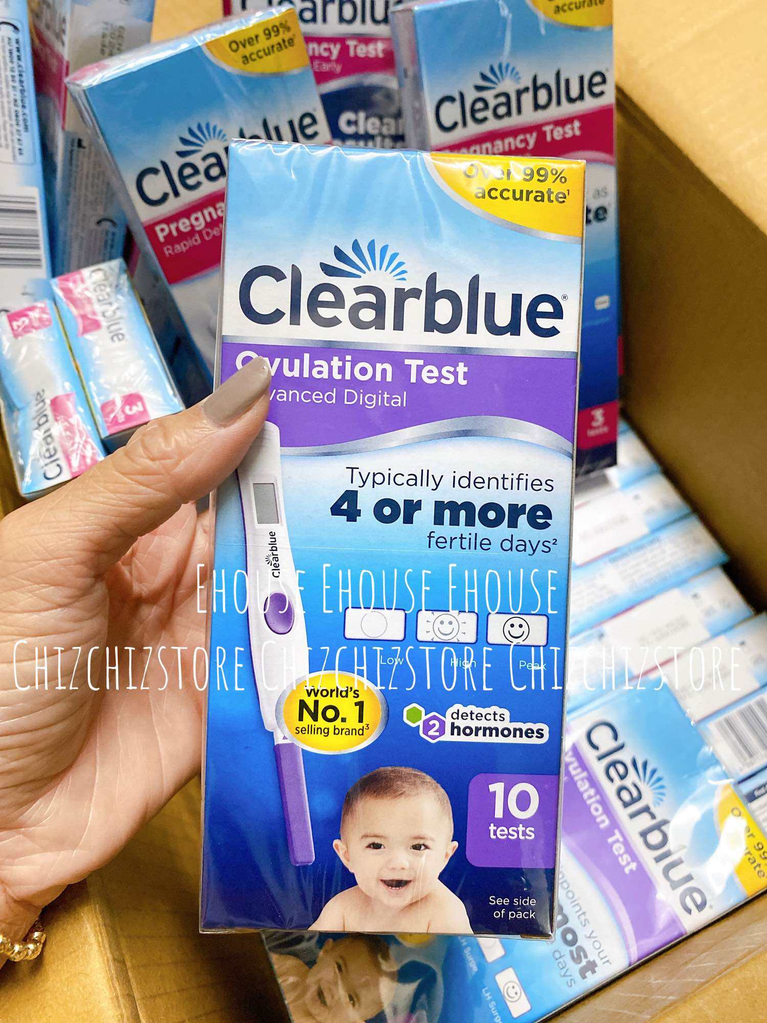 Clearblue Advanced Digital Ovulation Kit Test (Dual Hormone) 10 Pack - 𝐐𝐔𝐄 𝐓𝐇Ử 𝐑Ụ𝐍𝐆 𝐓𝐑Ứ𝐍𝐆 CLEARBLUE