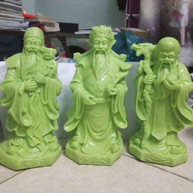 Bộ 3 Phước Lộc Thọ màu xanh ngọc đúc