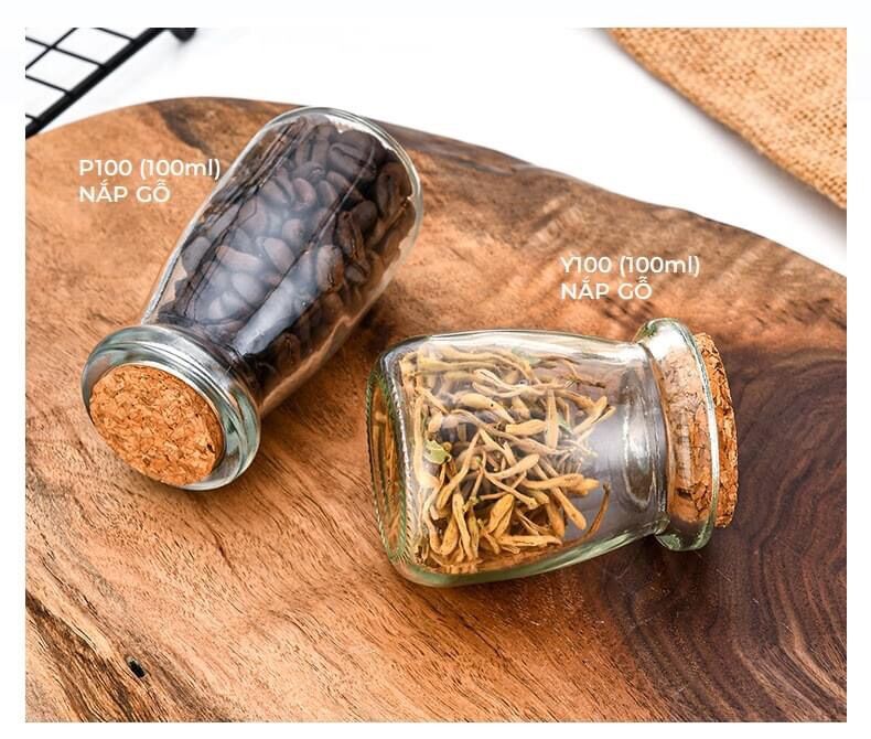 [HCM]LỌ THUỶ TINH NÚT GỖ 100ml
