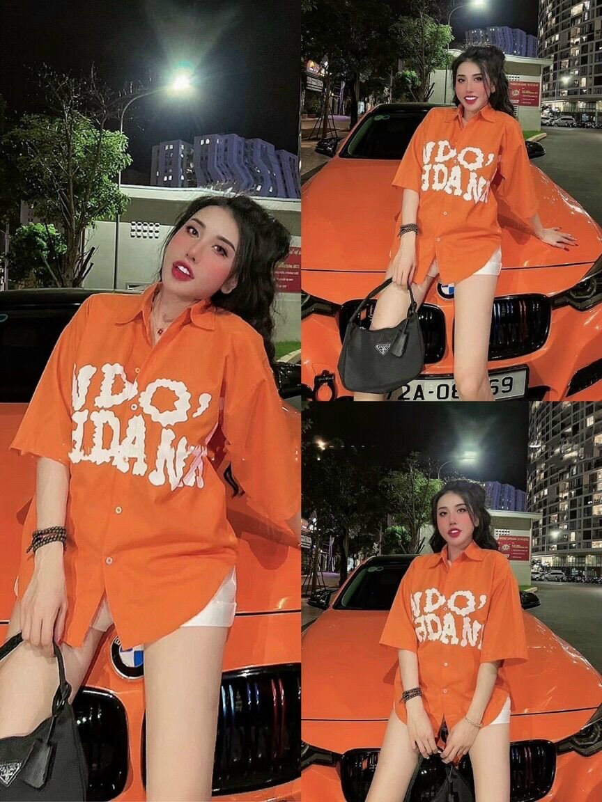 Sét sơmi from rộng quần thun ngố 3 màu in chữ free size dưới 65kg