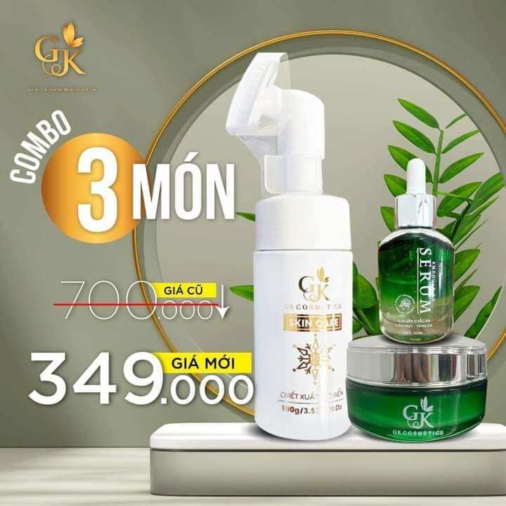 (Chính Hãng) Combo Kem Face + Serum + Sữa Rửa Mặt Gk Dưỡng Da Sạch Mụn Sạch Nám Trắng Da N