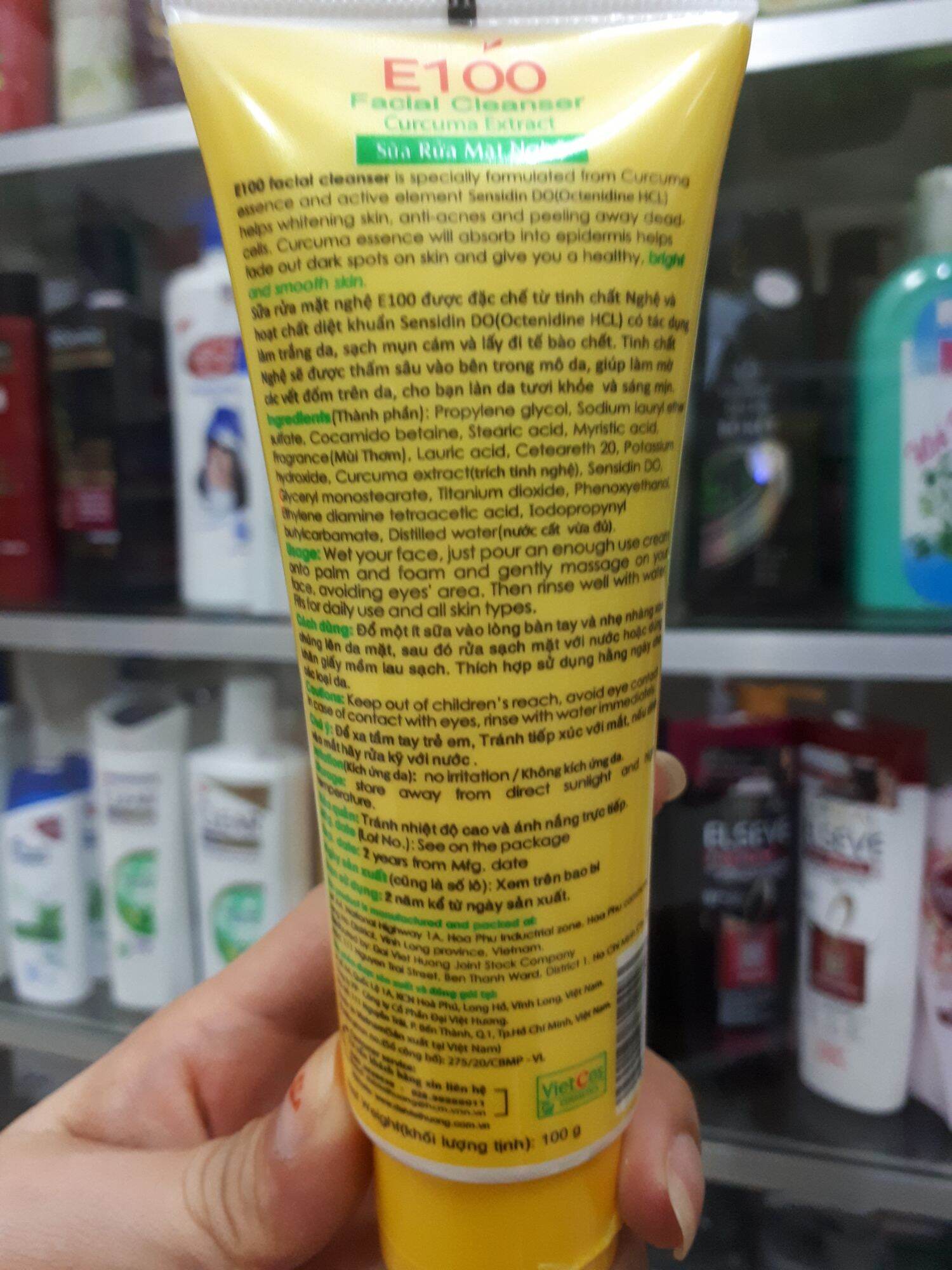 sữa rửa mặt nghệ E100 anti acne 100g giúp ngừa khuẩn mụn sạch da chết và dưỡng trắng da mờ thâm sẹo