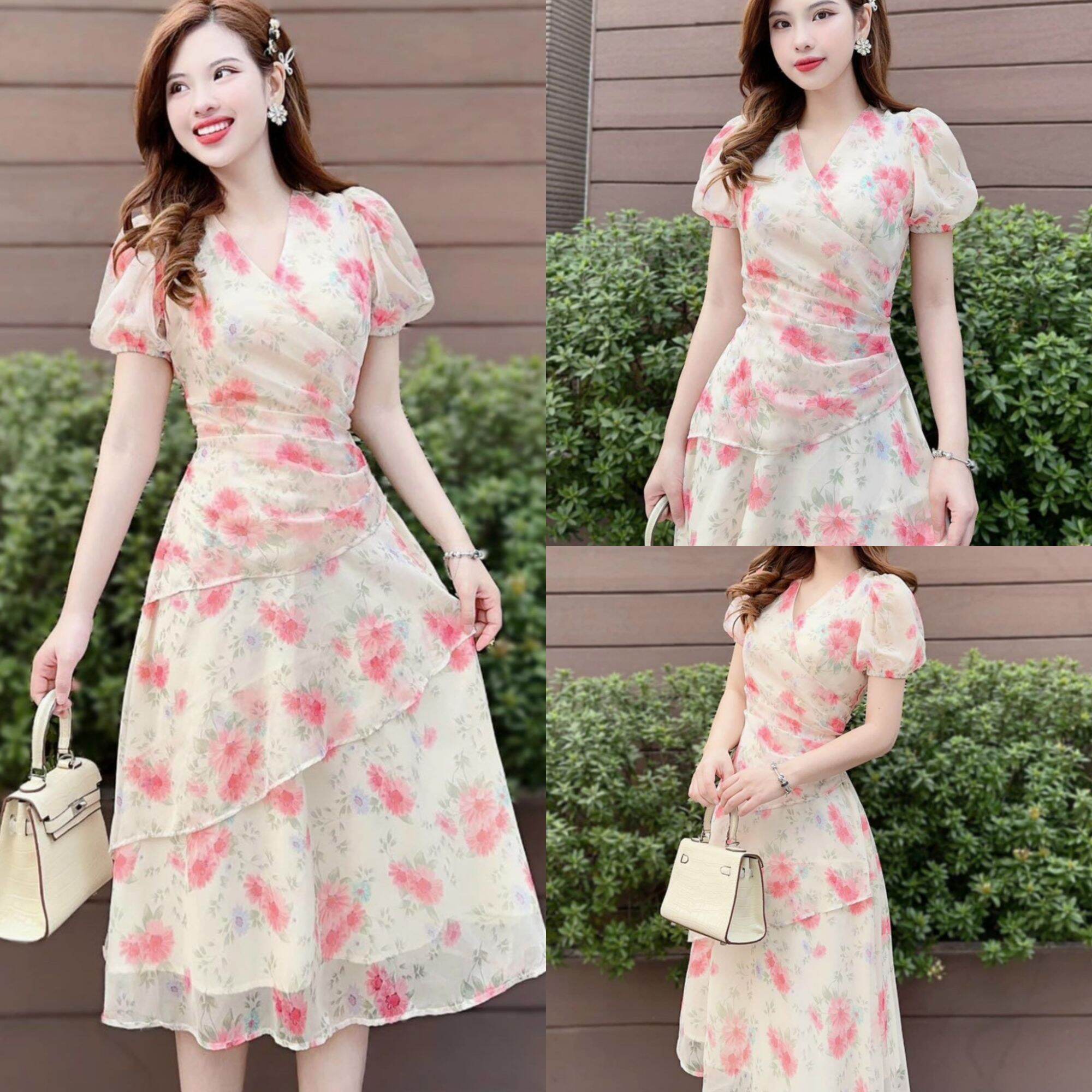 [ĐẸP MÀ RẺ] Tặng kèm quà xinh - (FREESIZE DƯỚI 52kg) - ĐẦM VOAN XÒE XẾP LY TAY PHỒNG TIỂU THƯ CỰC XINH DỊU DÀNG