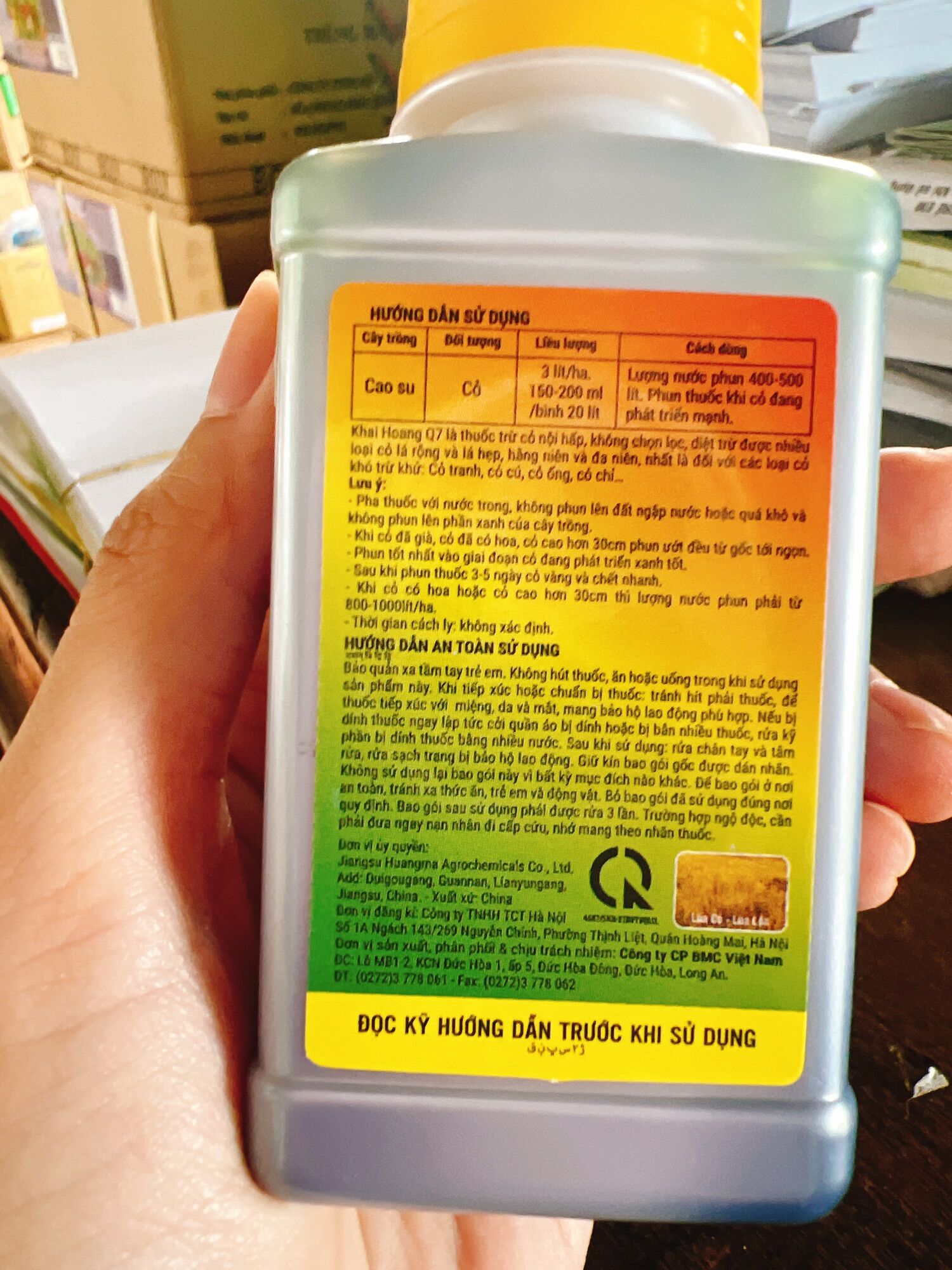KHAI HOANG Q7 chai 100ml-450m - trừ cỏ (cỏ tranh, cỏ cú, cỏ ống, cỏ chỉ…)