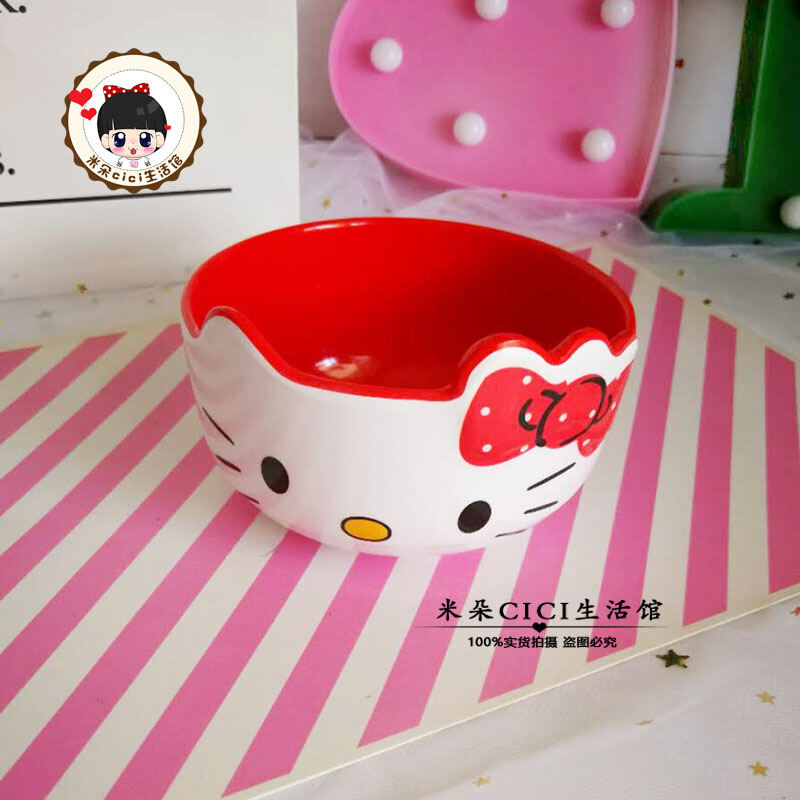 Bộ đồ ăn trẻ em bát canh hello kitty bát sáng tạo hoạt hình chống sốc melamine bát cơm hello kitty bát bé gái