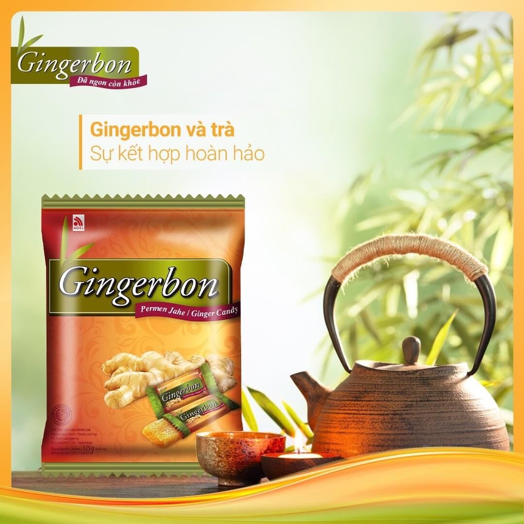 Combo 5 gói Kẹo Gừng Gingerbon 125g (31 viên)