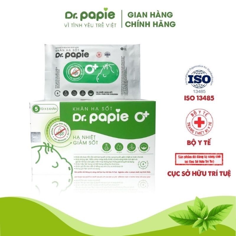 Khăn lau hạ sốt dr papie cho bé từ 0+