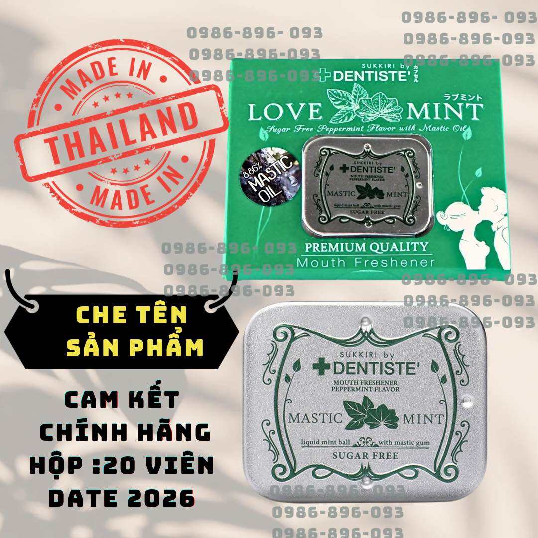 Kẹo phòng the DENTISTE MASTIC LOVE MINT Thái Lan cao cấp hương bạc hà tăng khoái cảm cho các cặp đôi