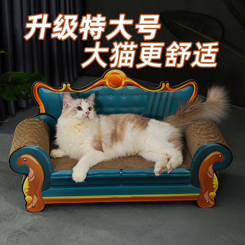 Thảm Cào Móng Cho Mèo Sofa Liền Ổ Mèo Đồ Chơi Mài Móng Vuốt Cho Mèo Giấy Gợn Sóng Cỡ Lớn Không Rơi Chịu Mài
