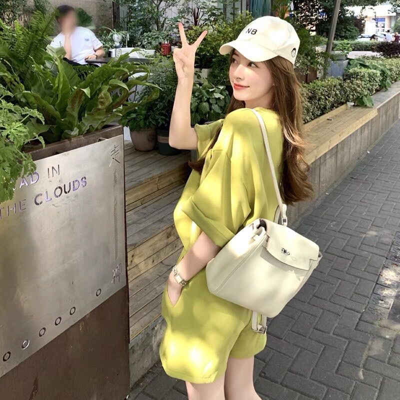 Bộ cộc nữ cotton xanh nõn trẻ trung
