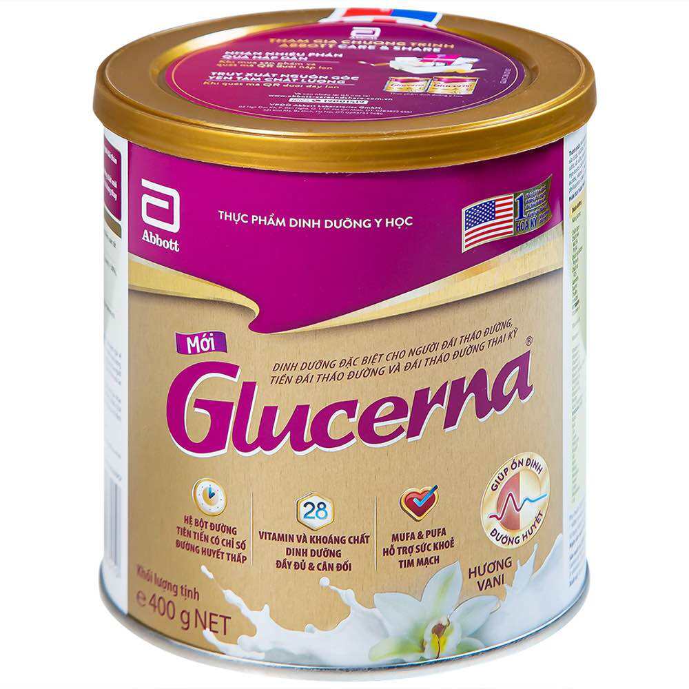Sữa bột Glucerna cho người tiểu đường hương vani lon 400g