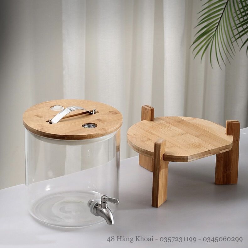 Bình nước chân gỗ có vòi 5 lít | 8 lít