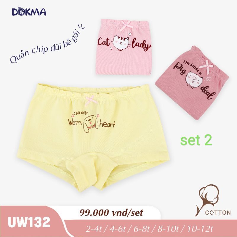 [Dokma] Set 3 chiếc QUẦN CHÍP đùi bé gái cao cấp, kháng khuẩn (size 2-8Y)