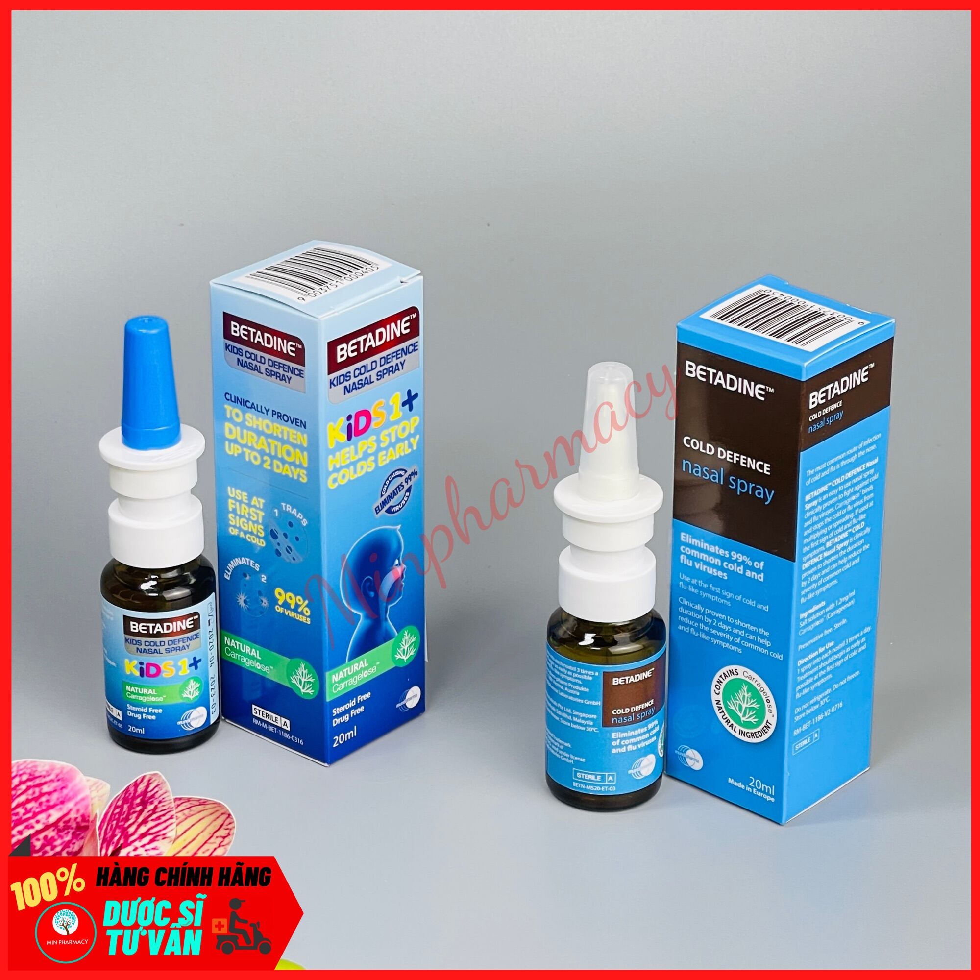 xịt mũi betadine kids cold defence nasal spray chai 20ml - minpharmacy 8