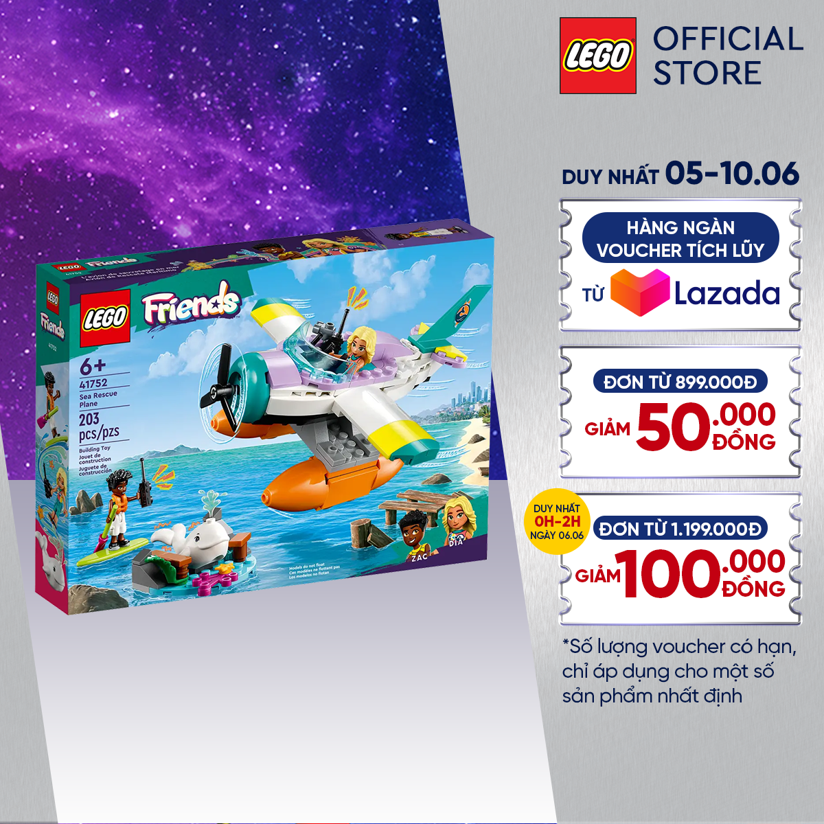 LEGO FRIENDS 41752 Đồ chơi lắp ráp Máy bay giải cứu sinh vật biển (203 chi tiết)