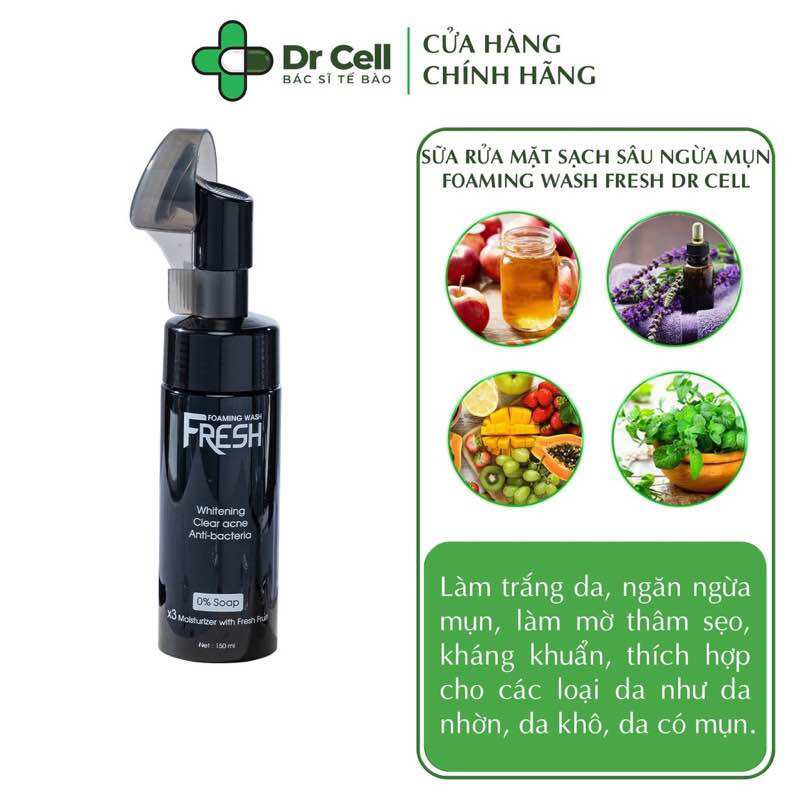 Sữa rửa mặt Foaming Wash Fresh làm sạch sâu, ngăn ngừa mụn,se khít lỗ chân lông Dr Cell 150ml