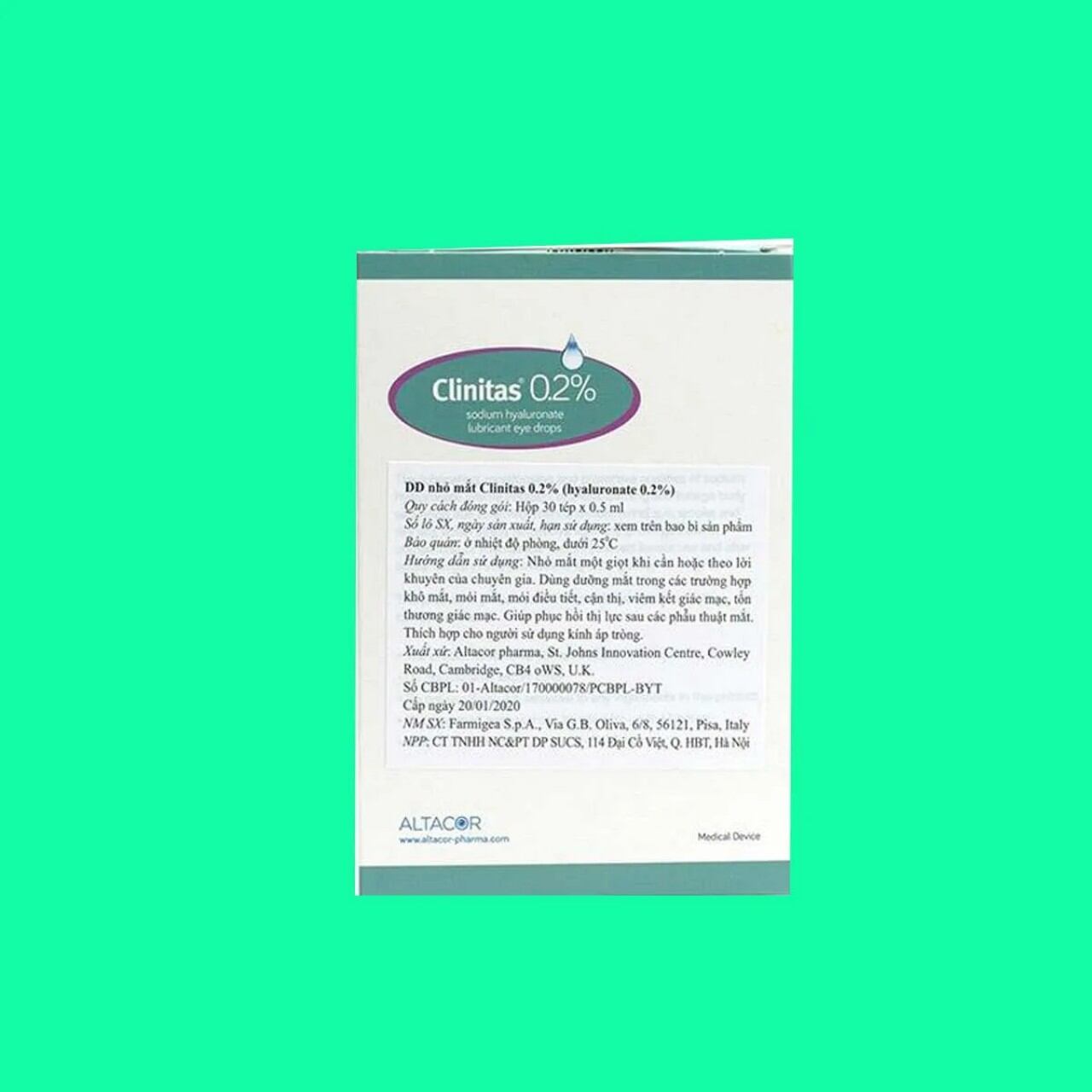 Dung dịch nhỏ mắt Clinitas 0.2%