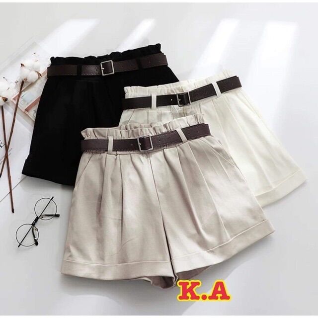 Quần đùi kaki nữ dáng xinh gấp gấu