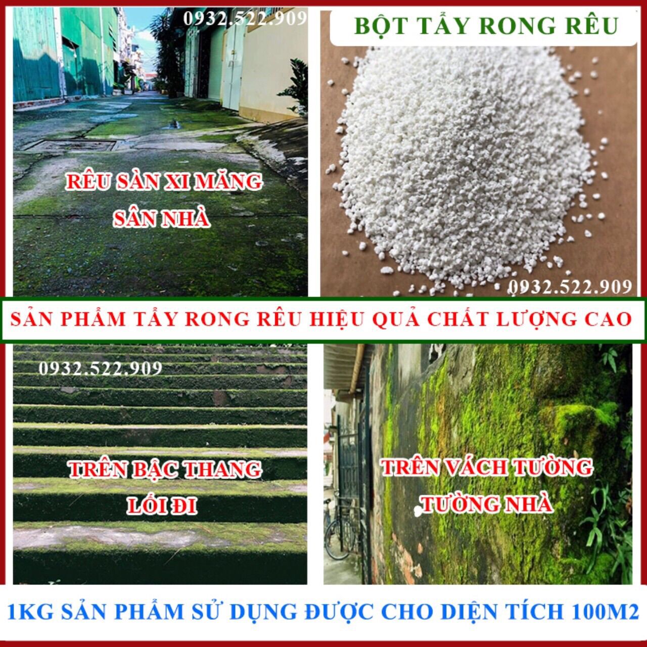 1kg Tẩy rong rêu sàn xi măng , sân vườn , lối đi , cầu thang , khử ...