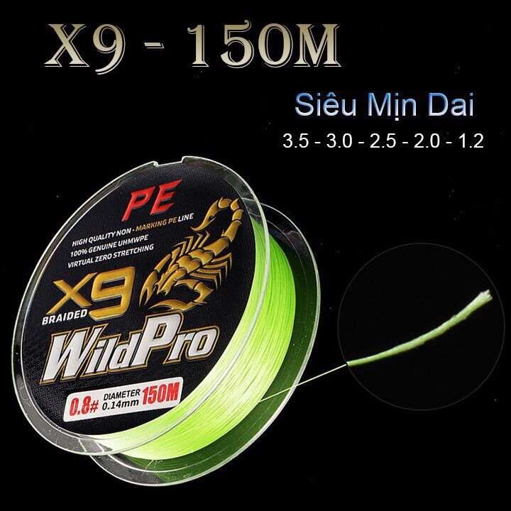 Dây dù câu cá pe lure x9 wildpro dài 150m