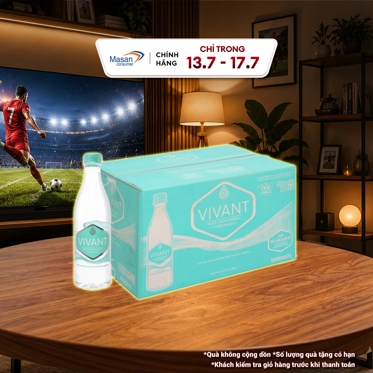 Nước uống đóng chai chứa khoáng thiên nhiên Vivant ( 4 lốc x 6 chai x 500ml )