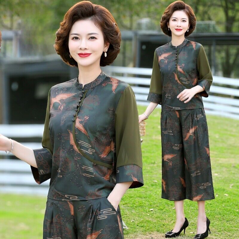 Bộ đồ trung niên vải lụa sang xịn cho mẹ