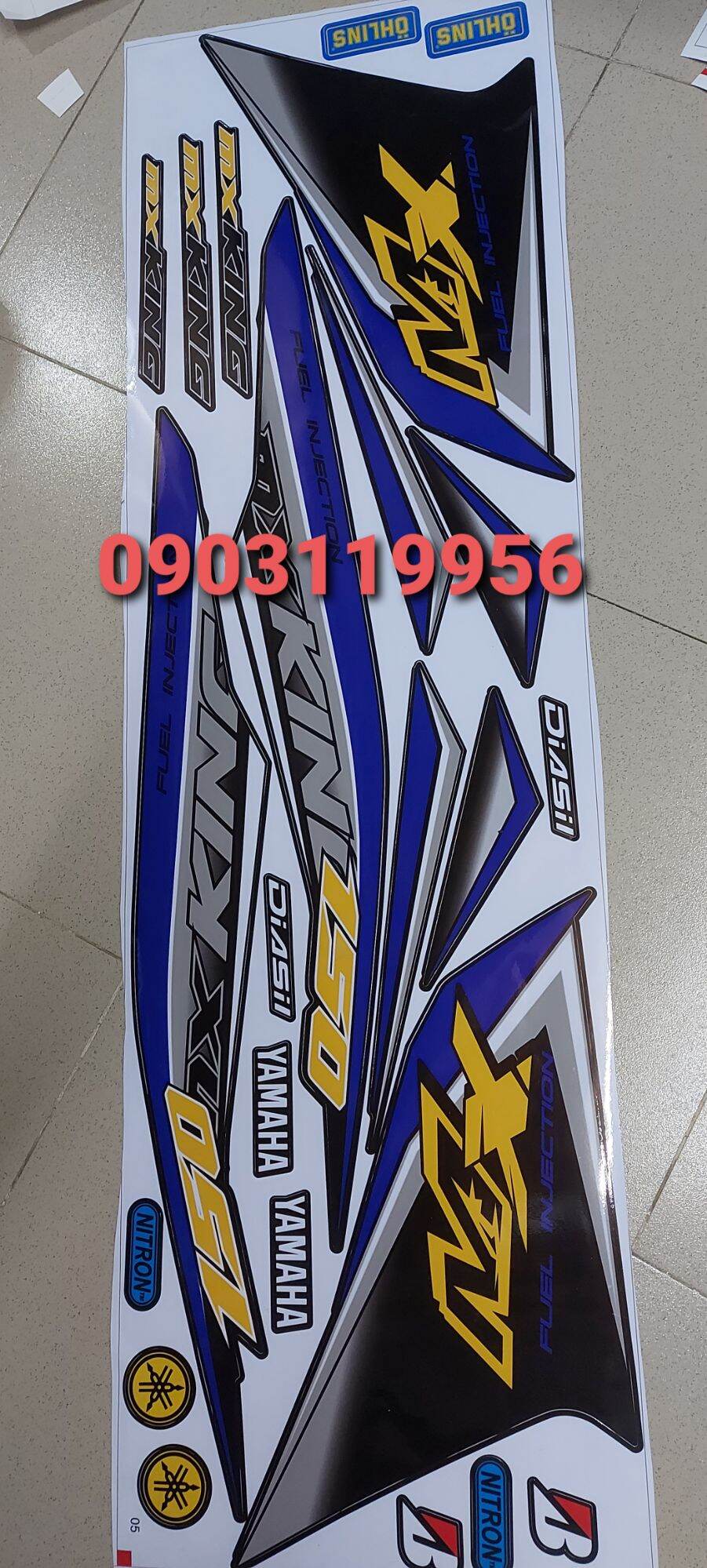 tem rời exciter 150 màu đen mxking phối xanh