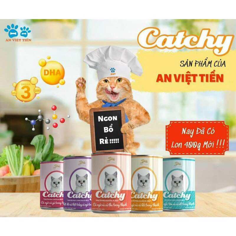 Tân phú Pate Catchy cho mèo lon 400g