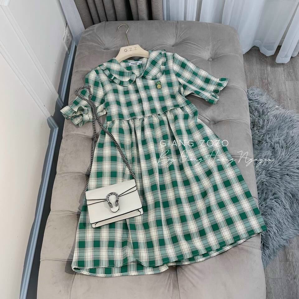 Đầm bầu cổ sơ mi baby doll dễ thương