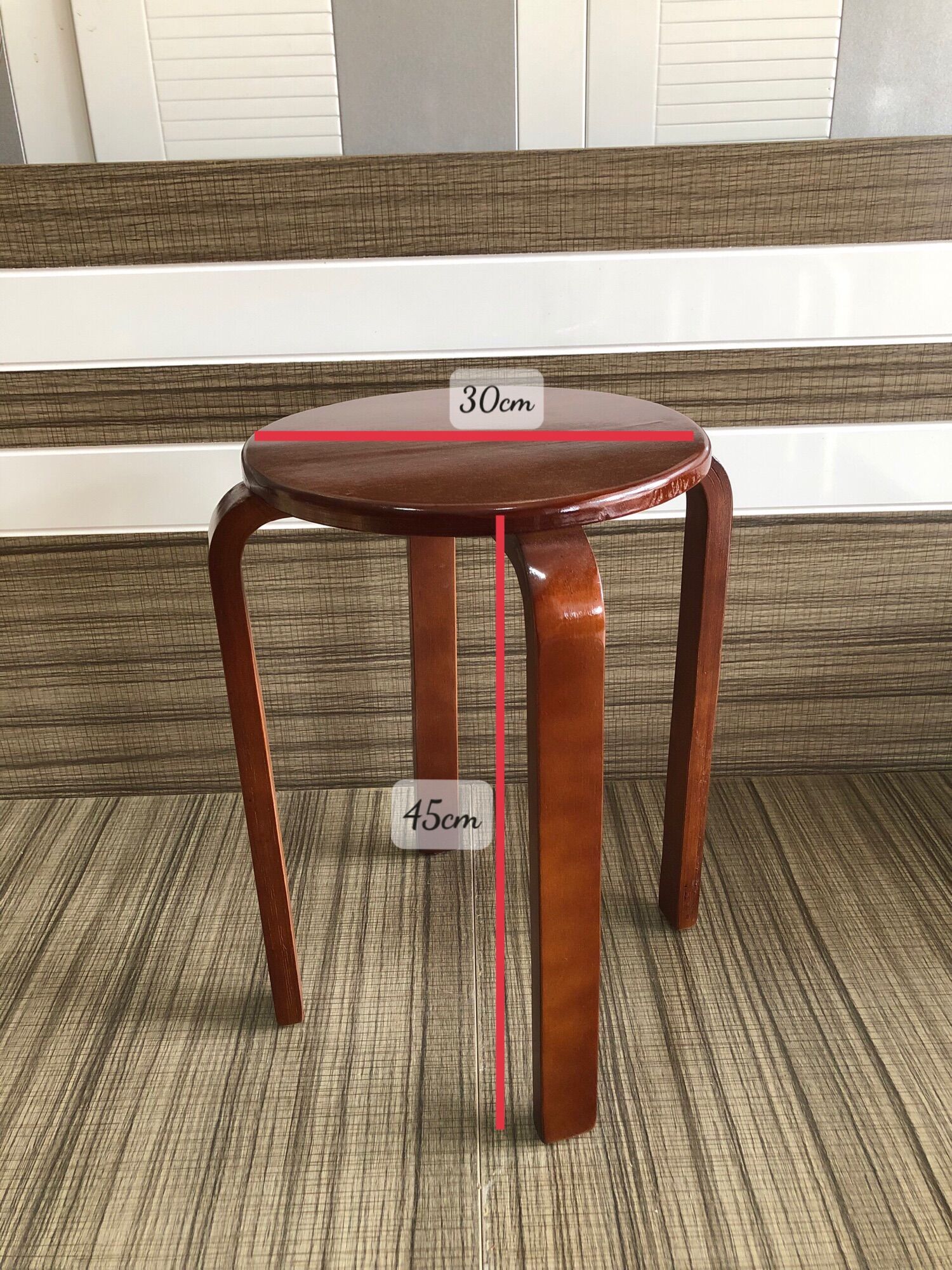 Ghế Gỗ Cao Su Chân Kiềng Cao 45cm & 35cm