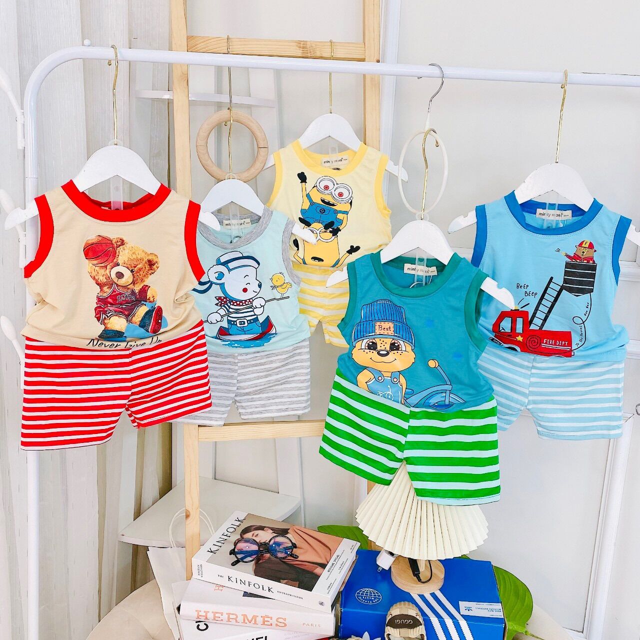 Bộ ba lỗ minky mom đáng yêu cho bé 5-15kg