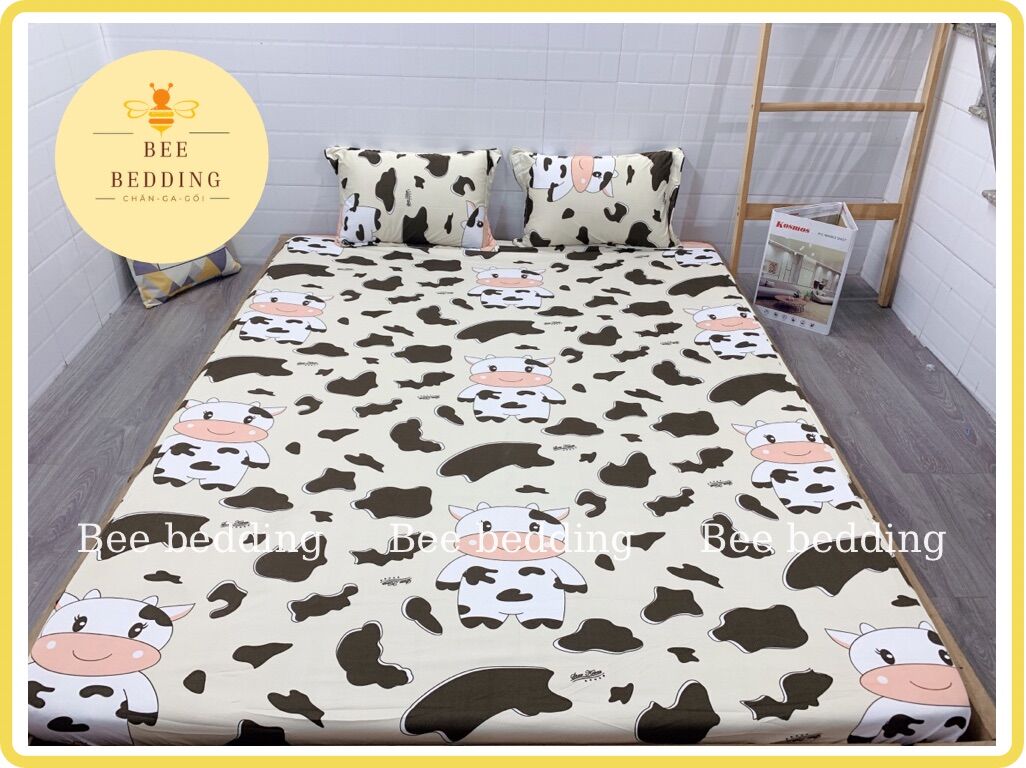 Bộ ga 4 món thun lạnh Hàn Quốc mẫu Bò Sữa (không mền)