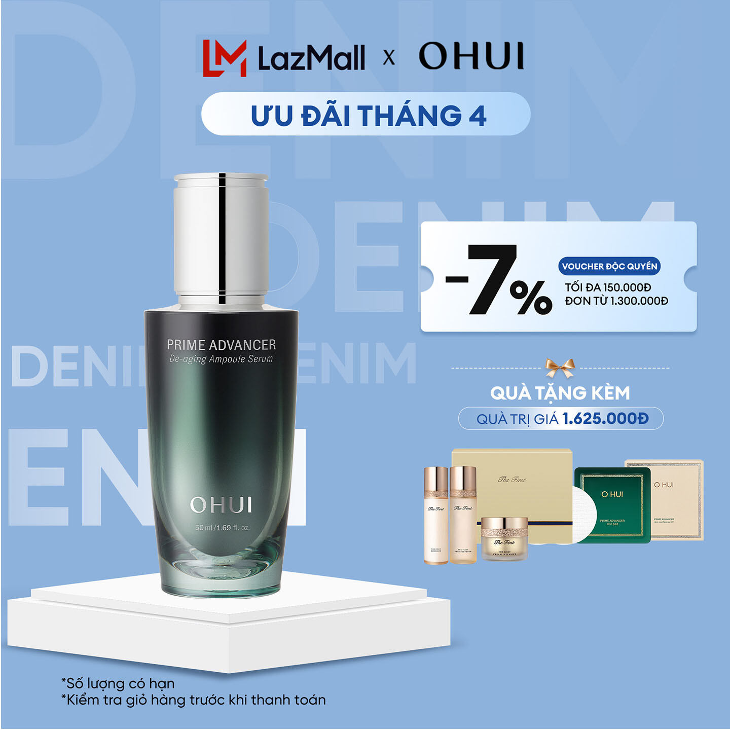 [Mới] Tinh chất chống lão hóa sớm đa tầng OHUI Prime Advancer De-Aging Ampoule Serum 50ml