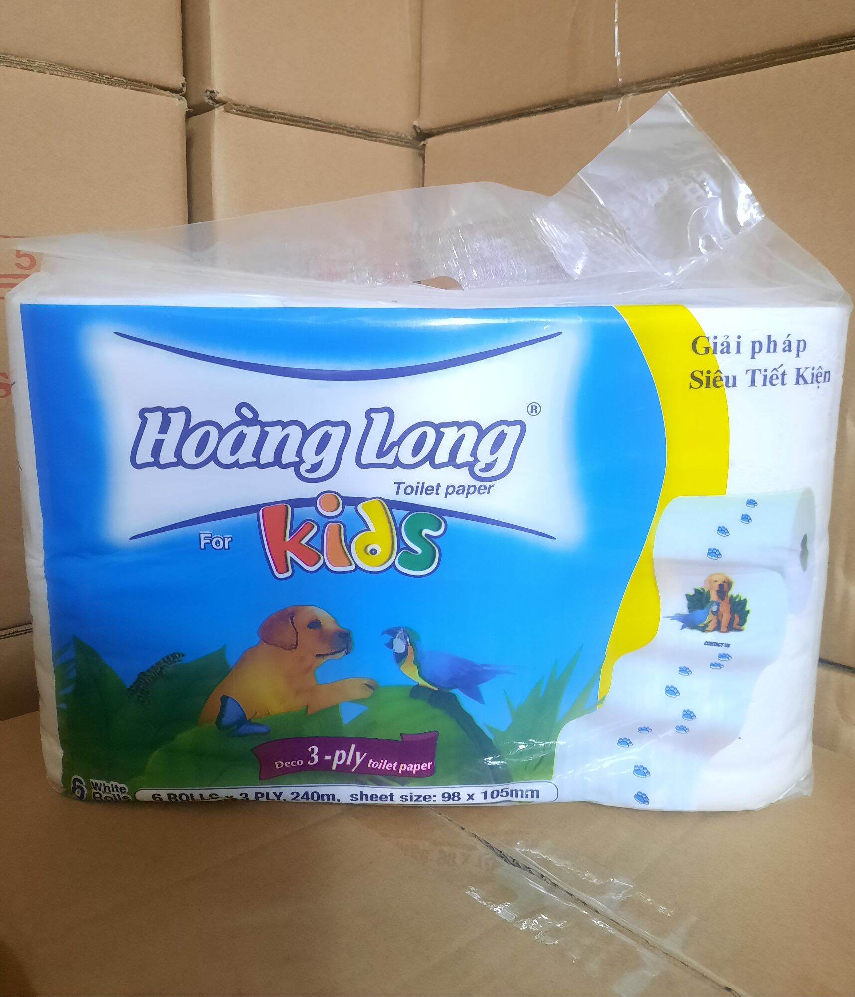 Lốc 6 Cuộn Giấy Hoàng Long Không Lõi