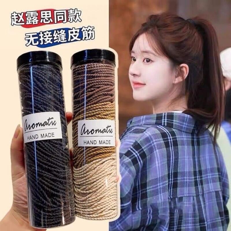 Hộp 100 dây cột tóc cao su co giãn tốt