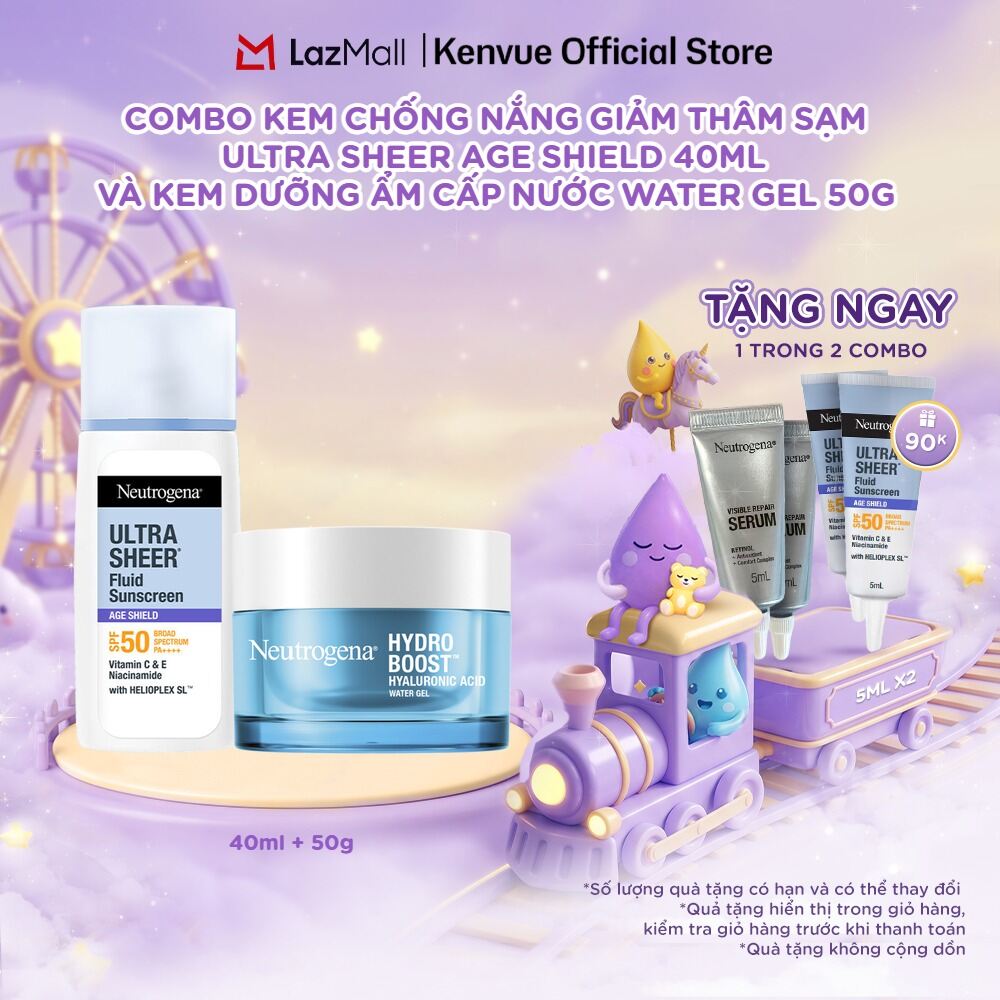 Combo Kem chống nắng Neutrogena Ultra Sheer 40ml + Kem dưỡng ẩm Water Gel 50g
