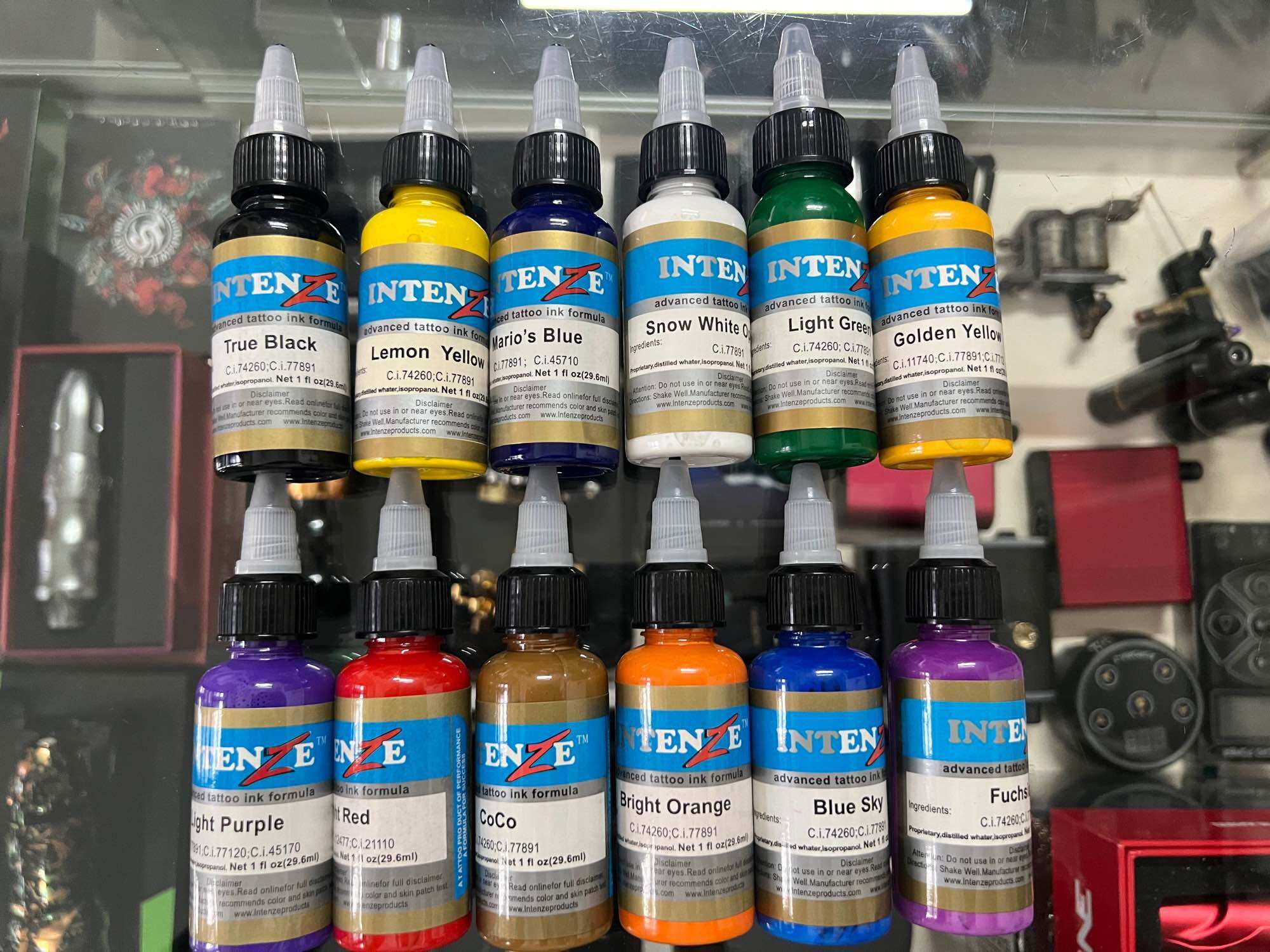 Set mực màu tập xăm 12 màu intenze