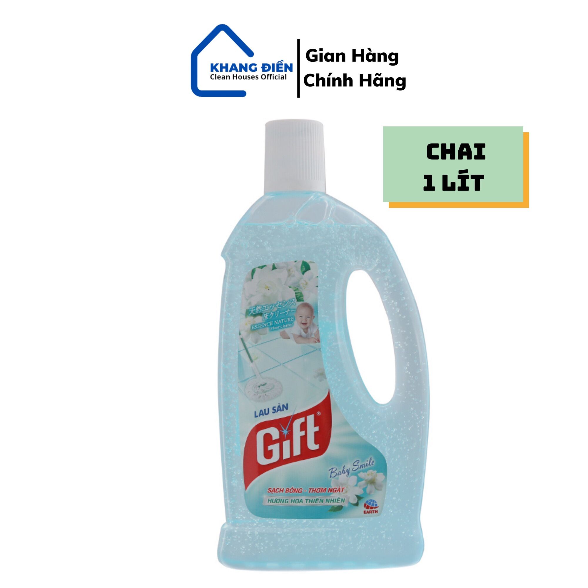 Nước lau sàn nhà gift hương baby smile chai 1 lít- cam kết chính hãng